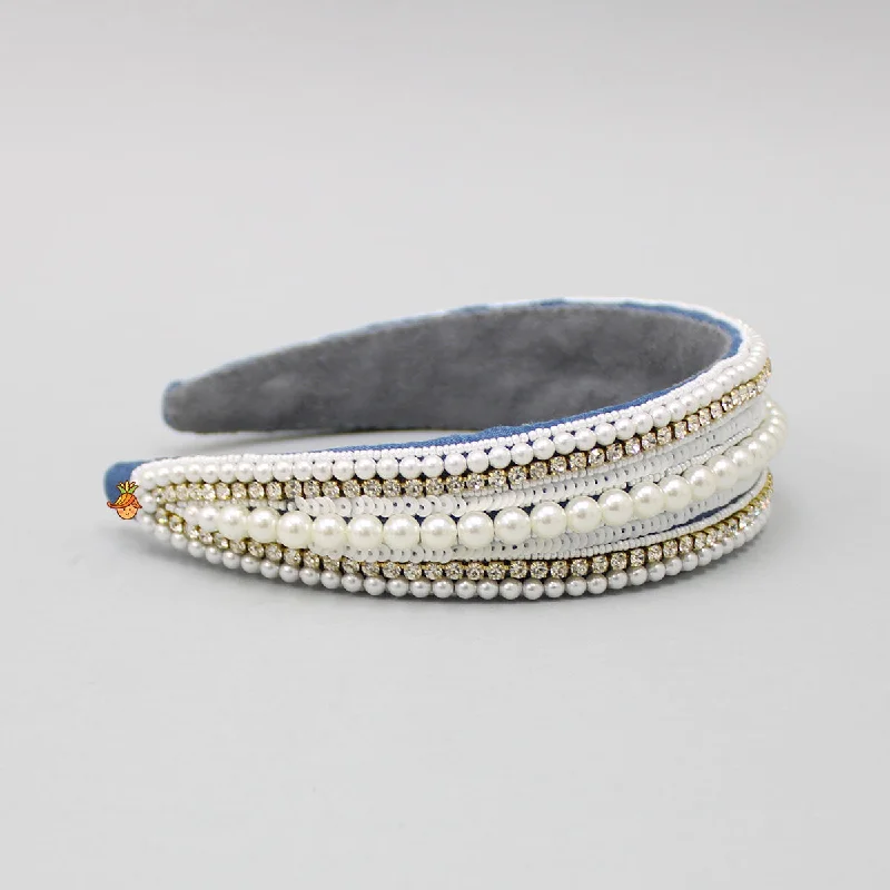 Blue Denim Pearly Hair Band