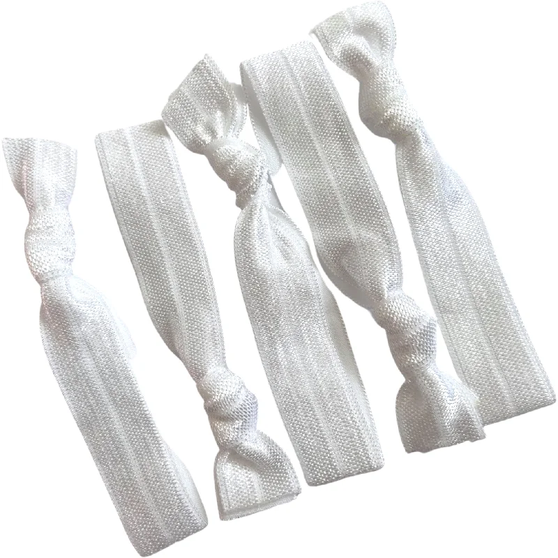 White Ribbon Hair Ties - 5 Pack