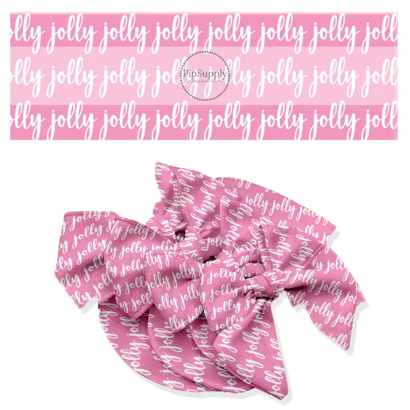 Pink Cursive Jolly Hair Bow Strips