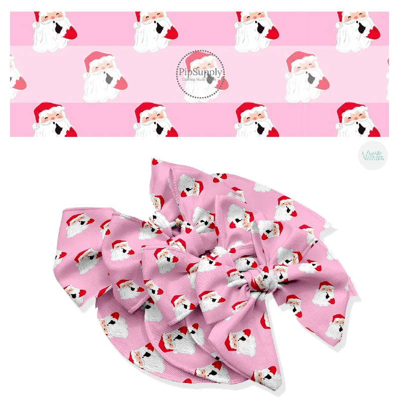 Simple Santa Shh Classic Pink Hair Bow Strips