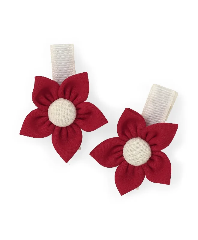 Flower Alligator Clip Set - White & Red