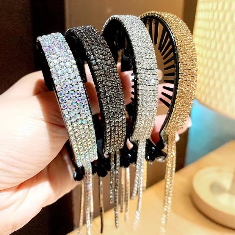 Wholesale Rhinestone Tassel Horsetail Buckle Hair Rings