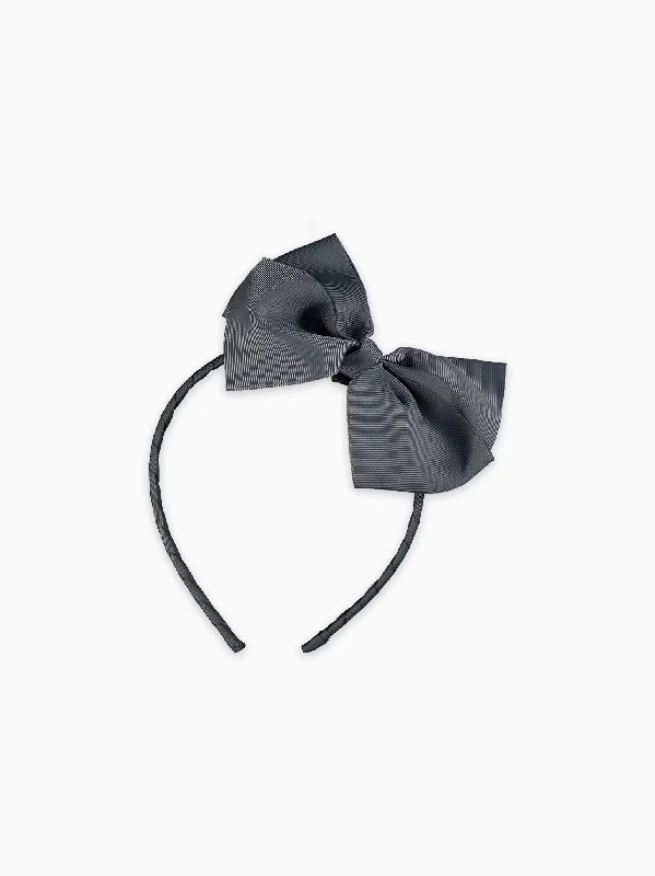 Dark Grey Big Bow Girl Headband