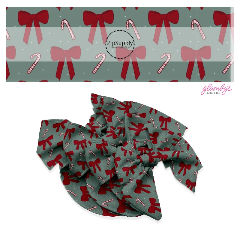 Candy Cane Coquette Hair Bow Strips