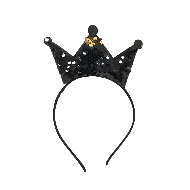 Black and Gold Sequin Crown Headband (Each)