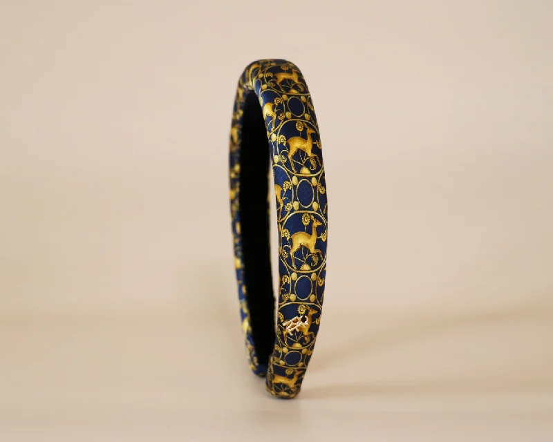 Slender Headband Navy Gold No Studs 