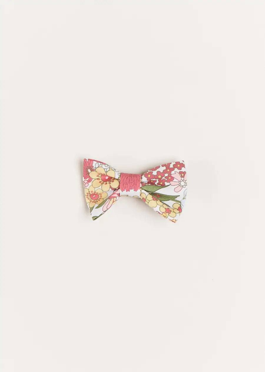 Florence Floral Small Bow Clip in Pink