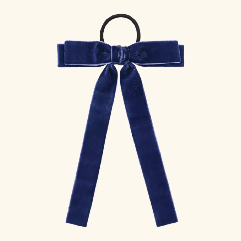 'Margot' Velvet Hair Bow in Navy Blue