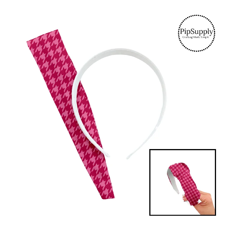 Pink and Magenta Houndstooth DIY Knotted Headband Kit