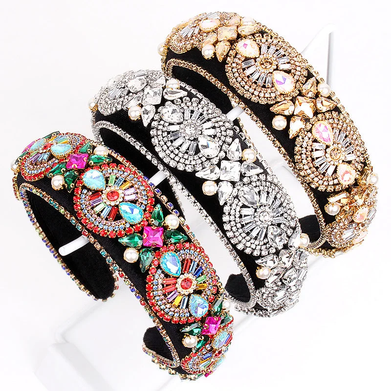 Wholesale New Vintage Crystal Rhinestone Sponge Headband