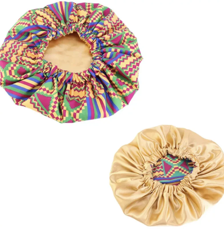 African Style Satin Ankara Bonnet -  LARGE - EVIE