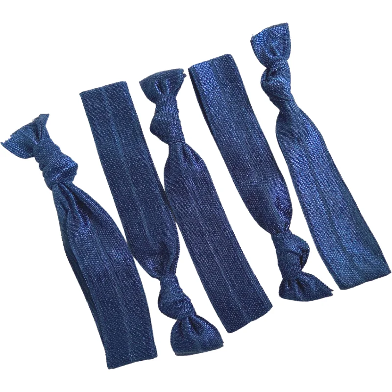 Navy Ribbon Hair Ties - 5 Pack