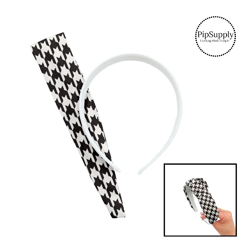 Black and White Houndstooth DIY Knotted Headband Kit