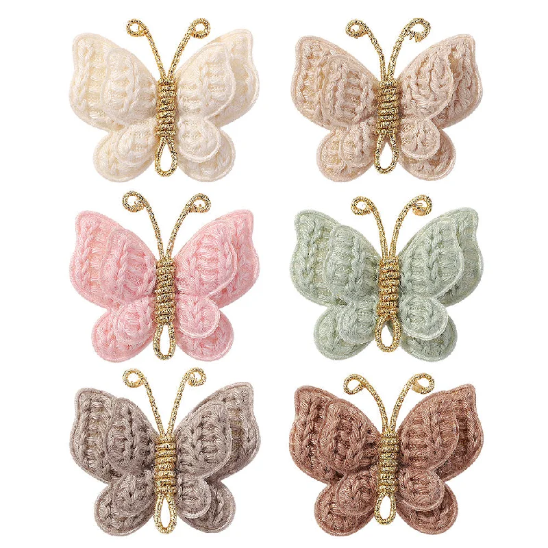 Wholesale Handmade Wool Knitting and Winding Children's Butterfly Hairpins