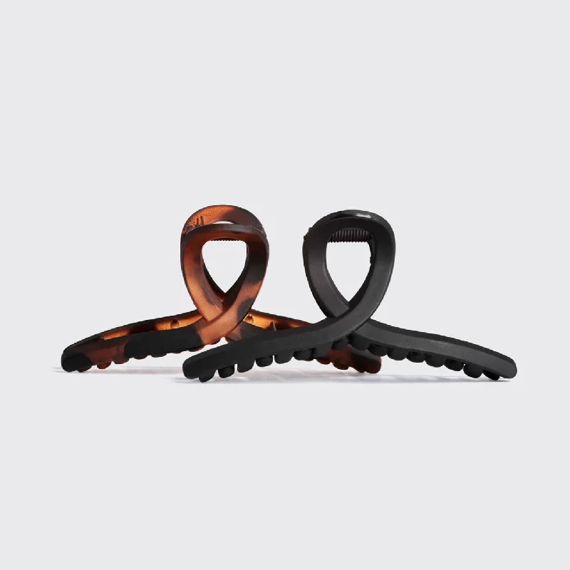 Large Loop Claw Clips 2 Piece - Black & Tort