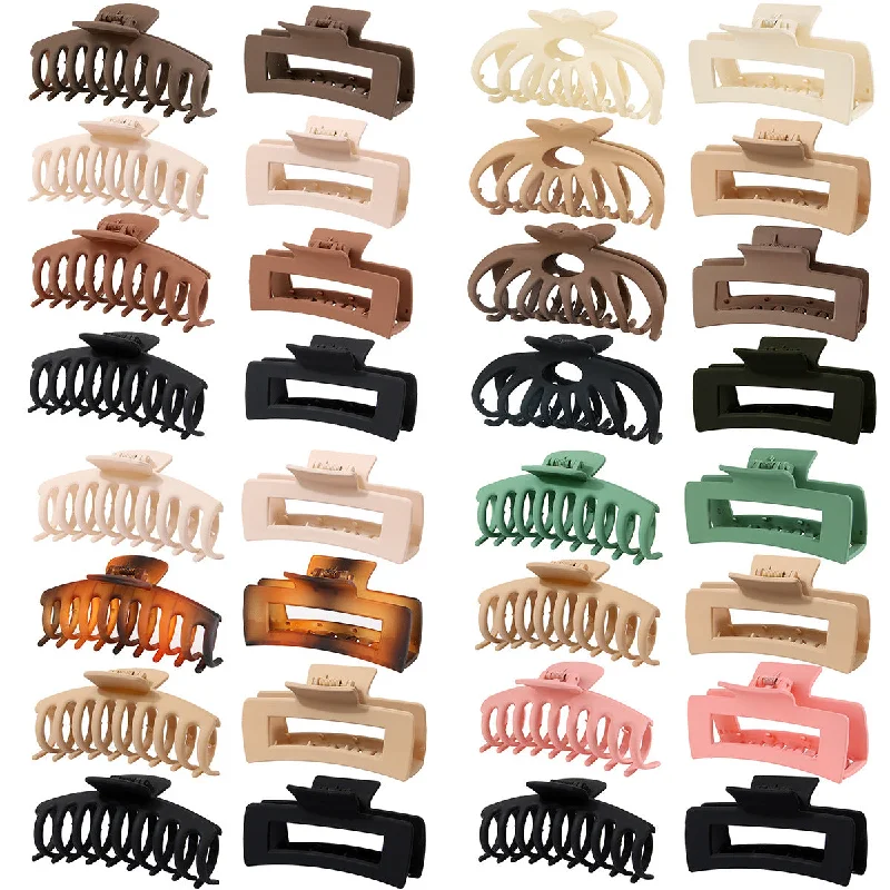 Wholesale 8PCS Seamless Frosted Rectangular Resin Hair Clips