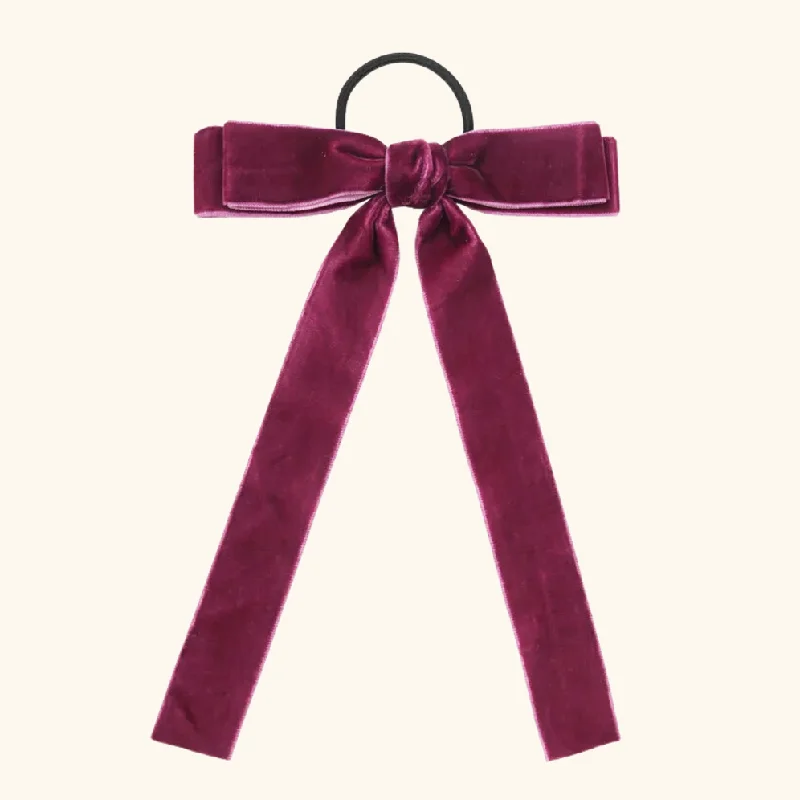 'Margot' Velvet Hair Bow in Bordeaux