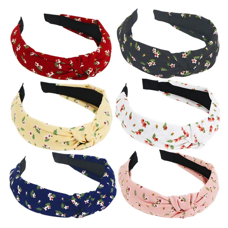 Wholesale Small Flower Fabric Woven Wide Edge Hair Bands