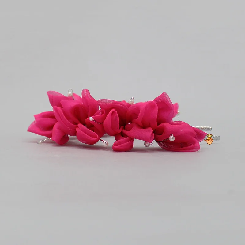 Flowers Embellished Hot Pink Hair Band