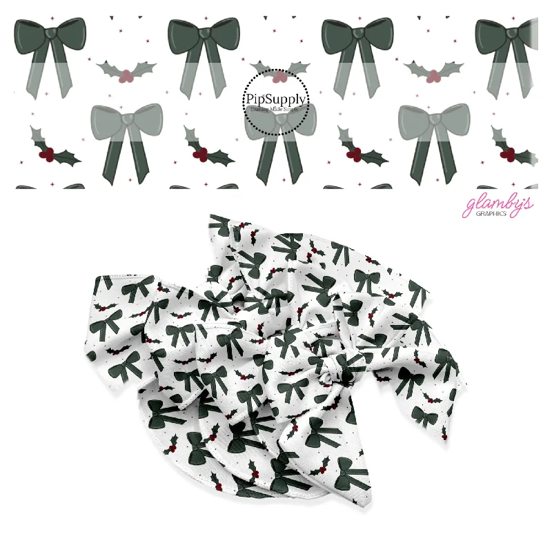 Holly Berry Coquette Hair Bow Strips