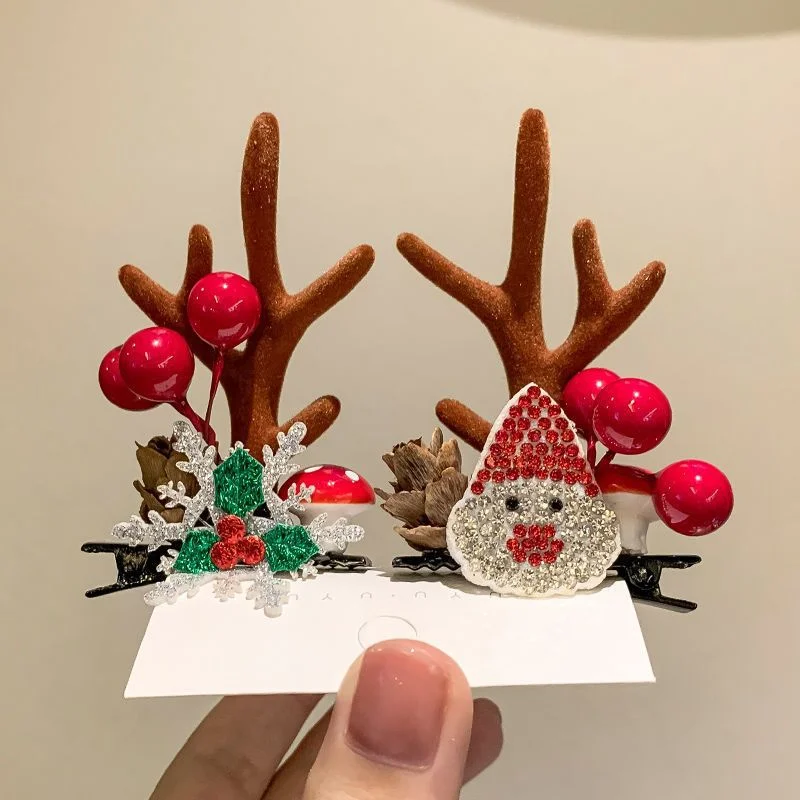 Wholesale Christmas Deer Antler Alloy Hair Clips