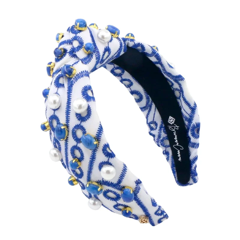 Blue & White Mykonos Eyelet Headband