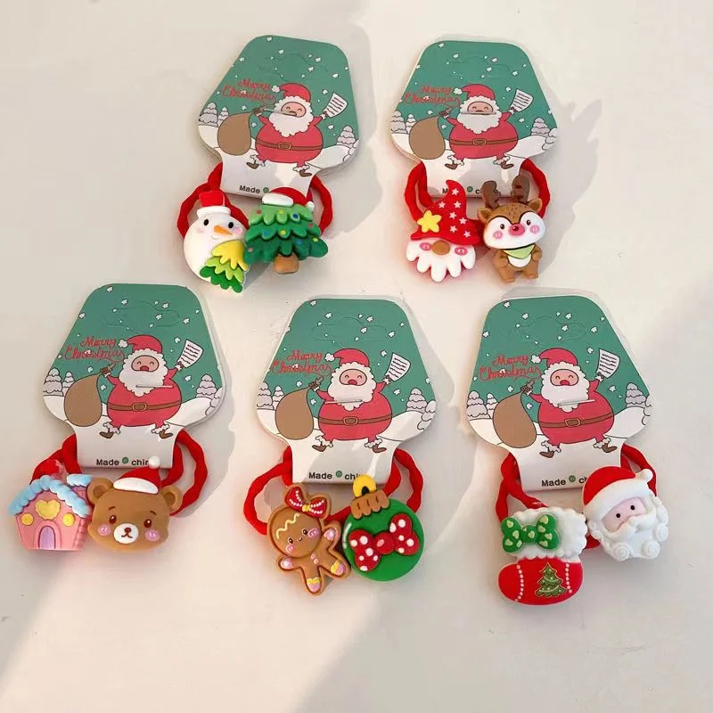 Wholesale Children's Cartoon Christmas Plastic Hair Ties