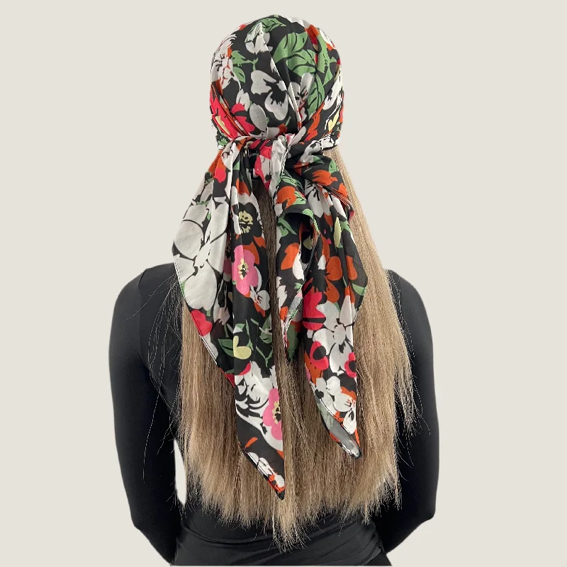 Floral Noir Open Square Scarf