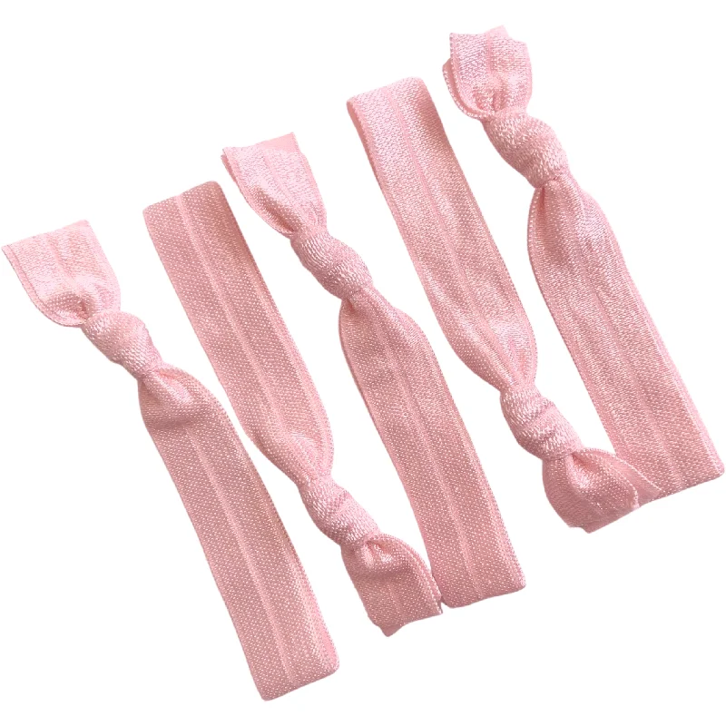 Light Pink Ribbon Hair Ties - 5 Pack