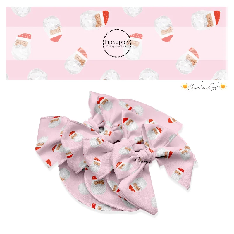 Jolly Old St. Nick Pink Hair Bow Strips