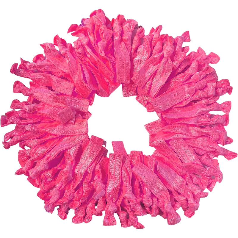 Hot Pink Ribbon Hair Ties - 100