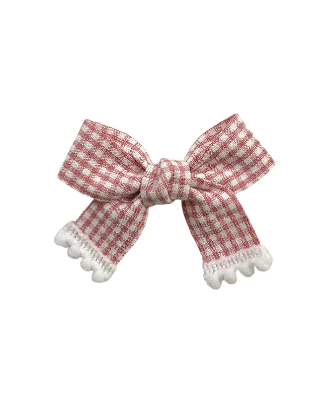 Checked Bow Alligator Clip - Orange