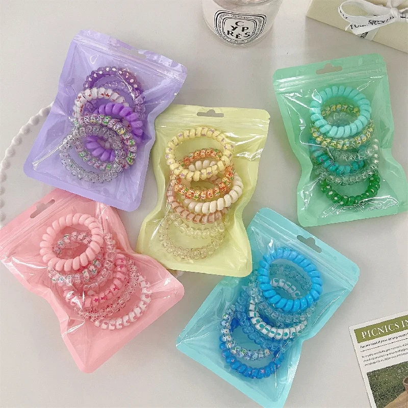 Wholesale Candy Colored Telephone Lines, Plastic Hair Rings