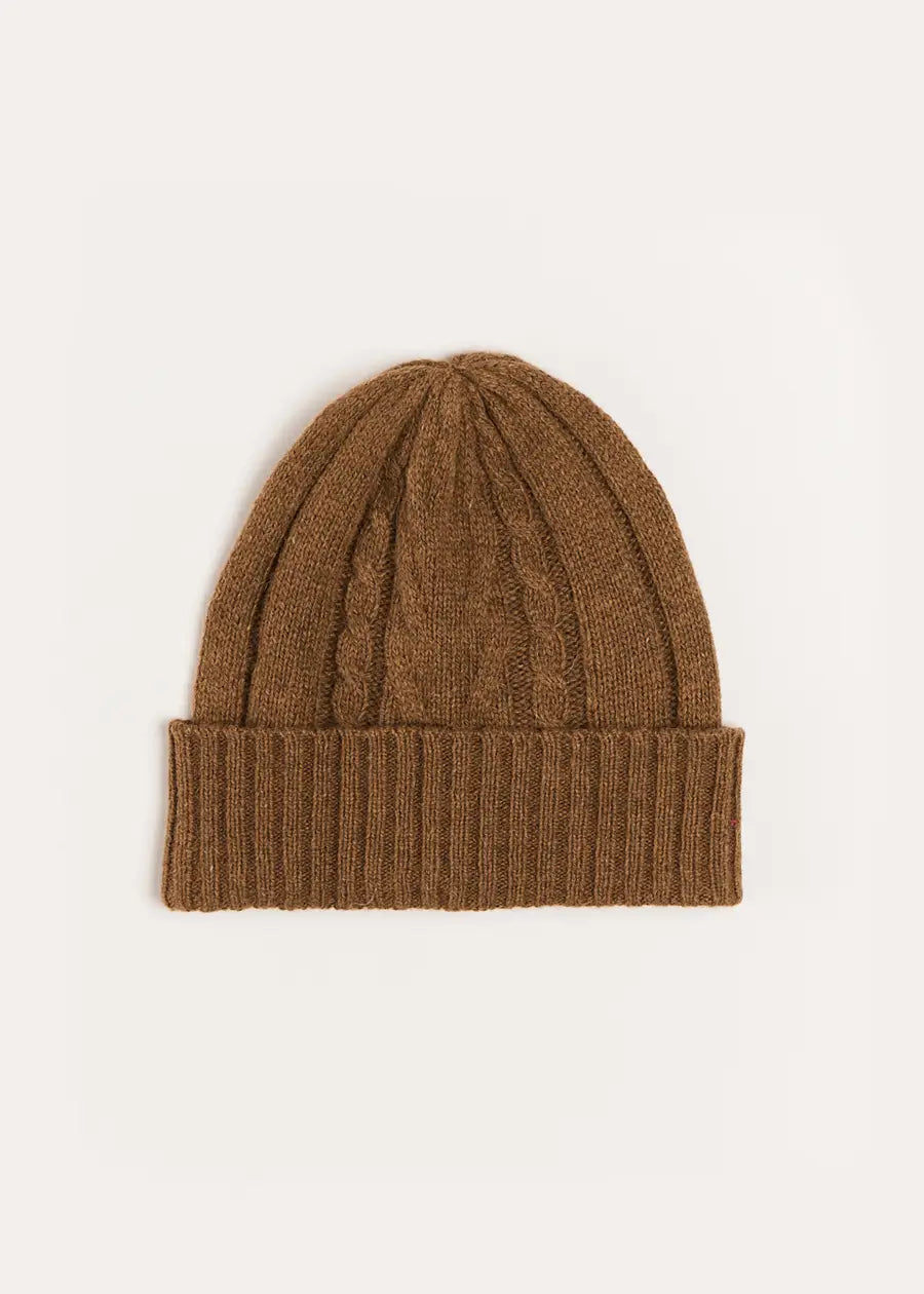 Cable Detail Knitted Hat in Brown (S-L)