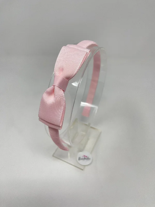 3 Inch Flat Bow Alice Band - Powder Pink