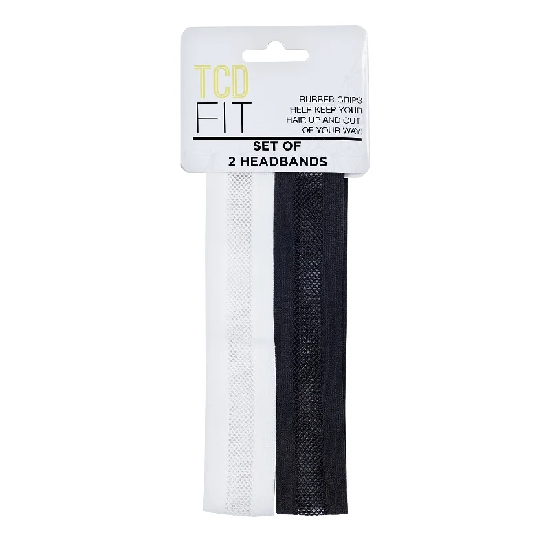 TCD Fit Rubber Grips Mesh Headbands 2pcs