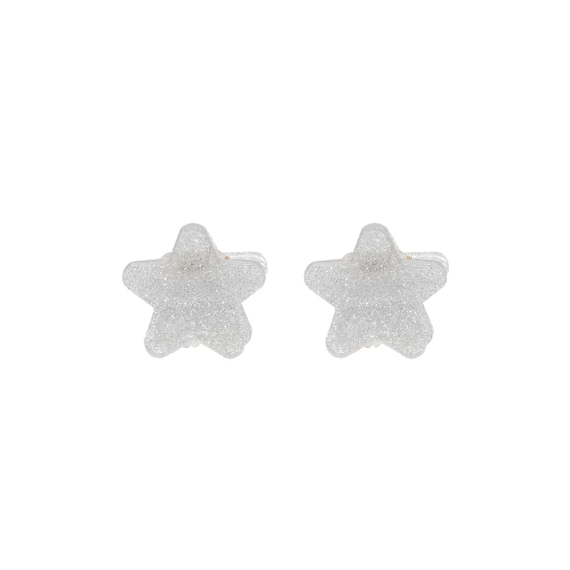 Baby Star Clip Set in Silver Tinsel