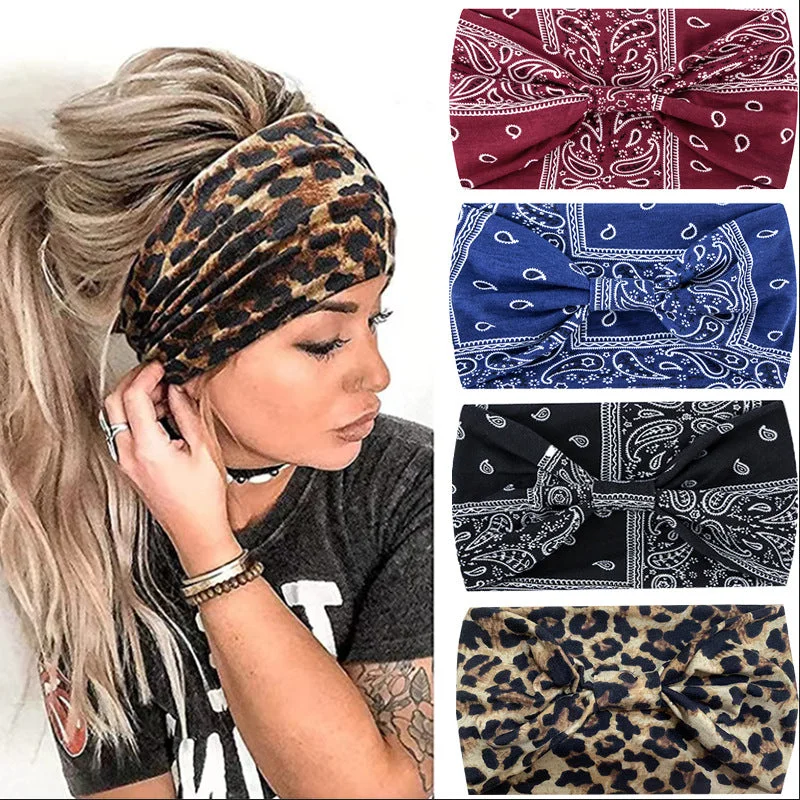 Wholesale Bohemian Print Solid Color Fabric Headband