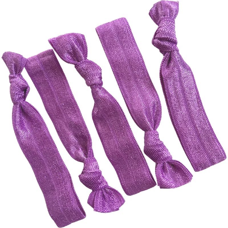 Purple Ribbon Hair Ties - 5 Pack