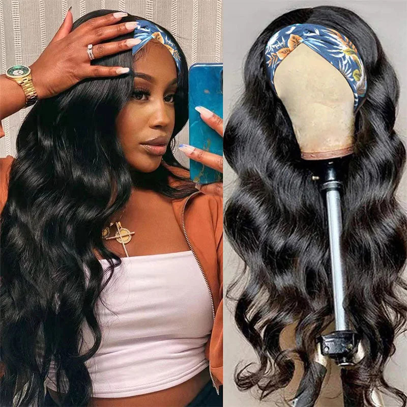 Klaiyi Body Wave Headband Glueless Wig Put On and Go 100% Human Hair Flash Sale