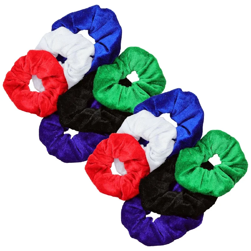 Basic Velvet Scrunchies - 12 Pack