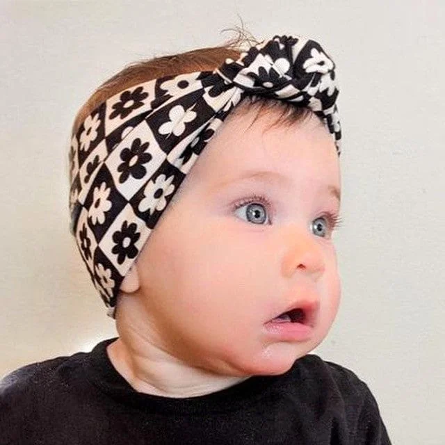 Floral Checkered | Knotted Headband - Infant