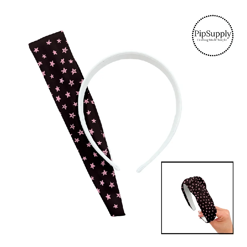 Pink Stars on Black DIY Knotted Headband Kit