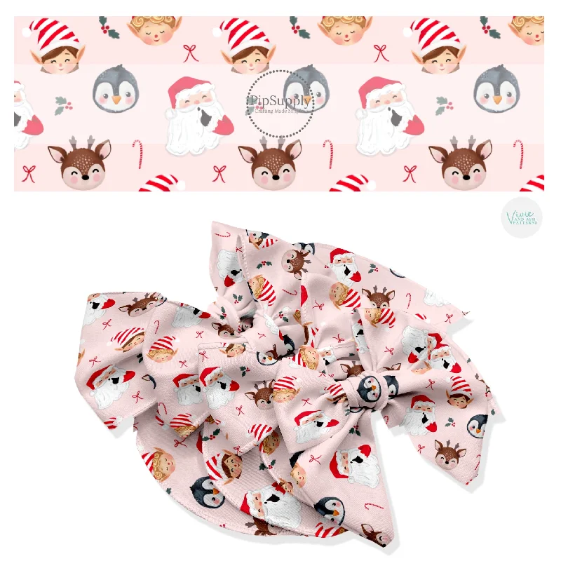 Red Santa Buddies Pale Pink Hair Bow Strips