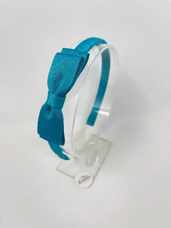 3 Inch Flat Bow Alice Band - Tornado Blue