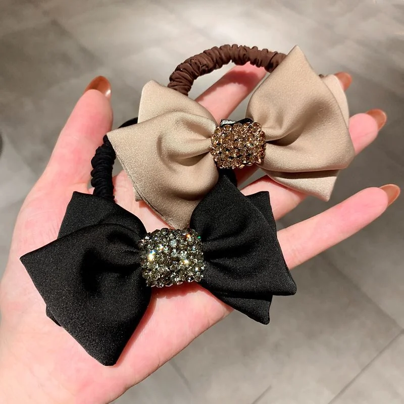 Wholesale Fabric Bow and Diamond Hair Loop