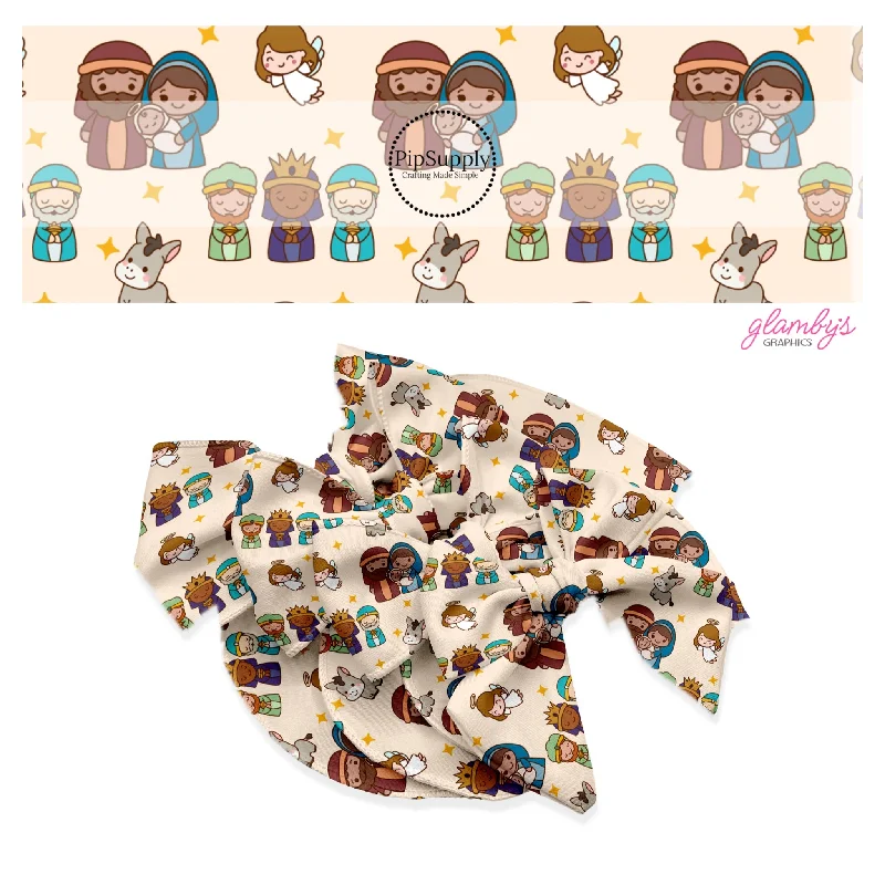 Cartoon Nativity Hair Bow Strips