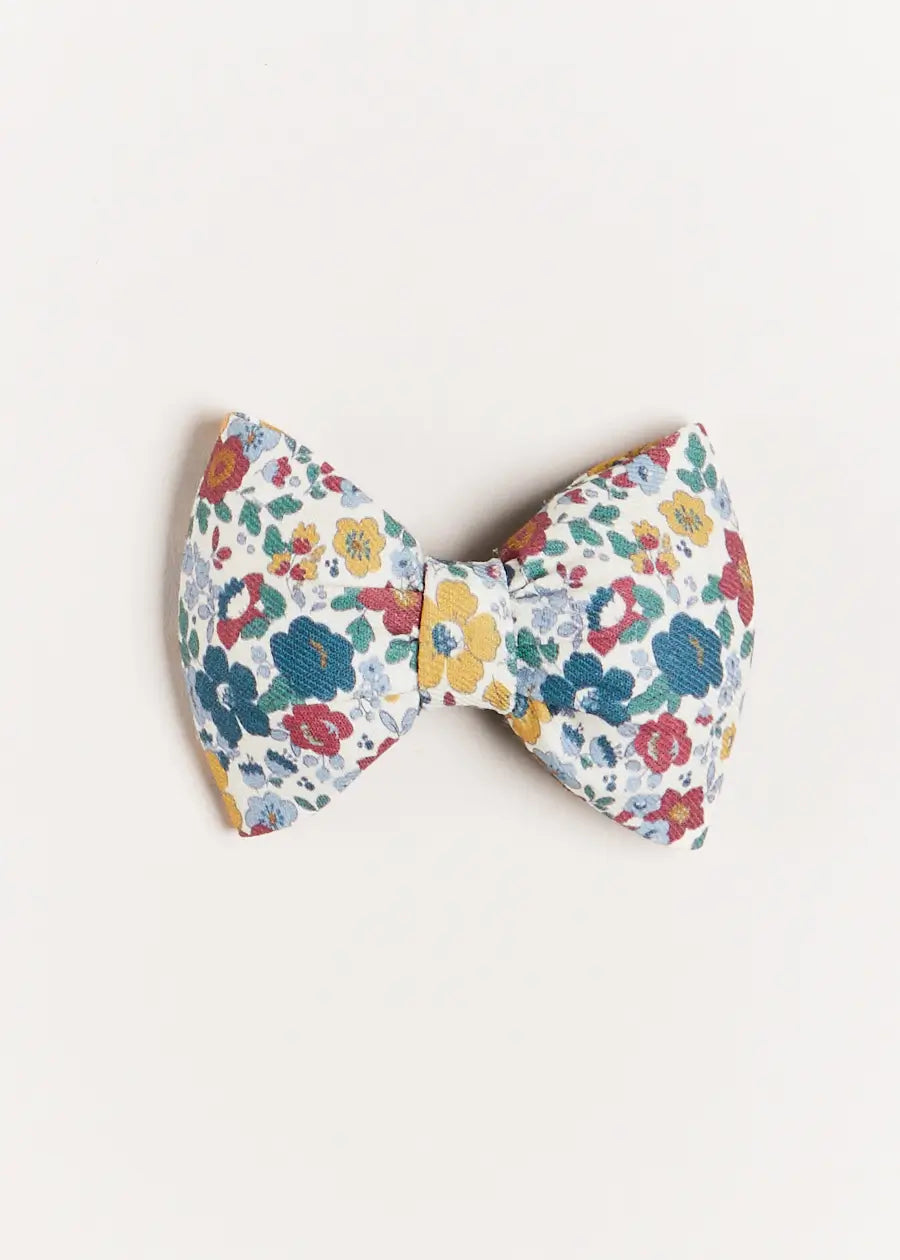 Emilia Floral Medium Bow Clip in Caramel