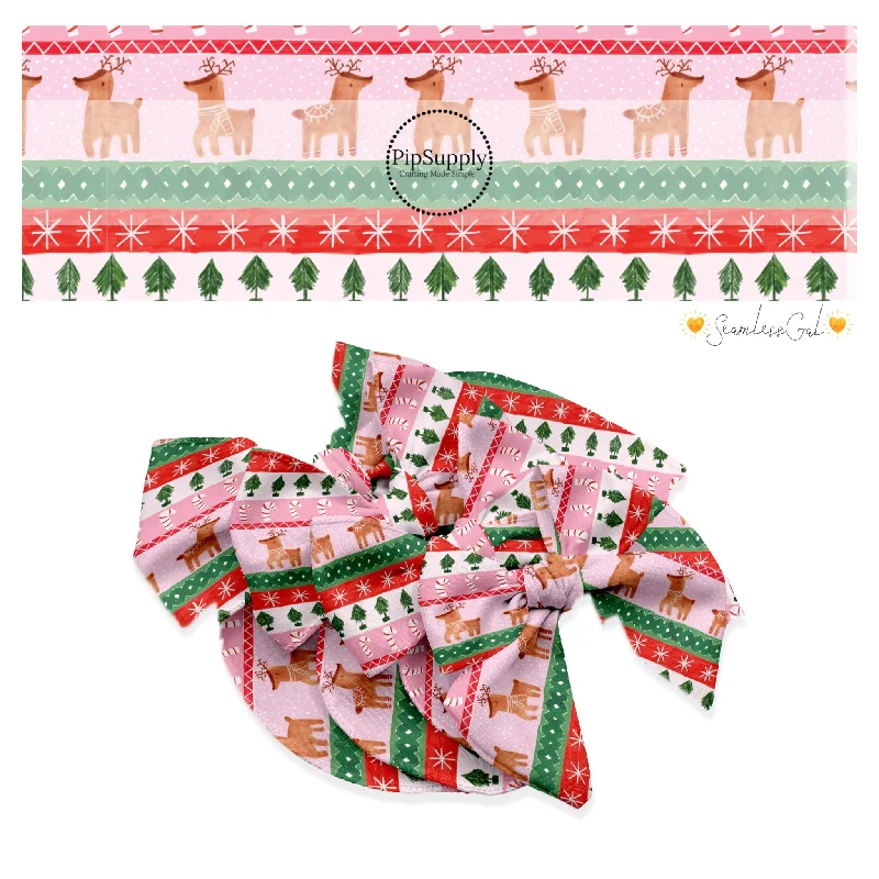 Watercolor Rudolf Hair Bow Strips