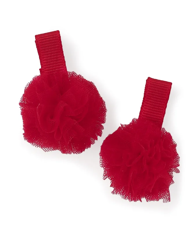 Mini Pom Pom Alligator Clip Set - Red